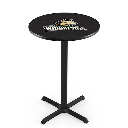 42 Blk Wrinkle Wright State Pub Table,36 Dia. Top